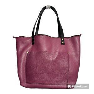 Portland Leather Goods medium tote with zipper in Mulberry